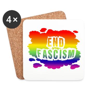 Stop AfD contre la droite, la démocratie, la diversité, la gauche - Dessous de verre (lot de 4) - blanc - Devant
