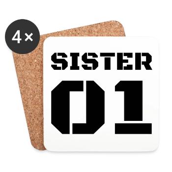 Sœur 01 - Schwester Design - Dessous de verre (lot de 4) - blanc - Devant