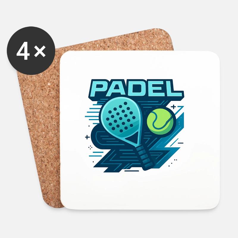 Padel Logo Schläger Ball Dynamik - Untersetzer (4er-Set) - Weiß