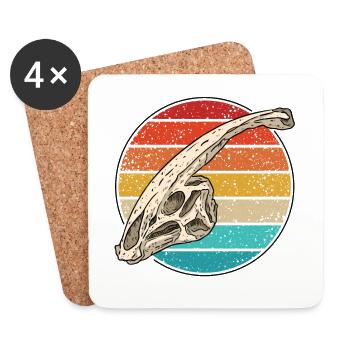 Parasaurolophu Vintage Dinosaur Dino Skull - Coasters (set of 4) - white - Front