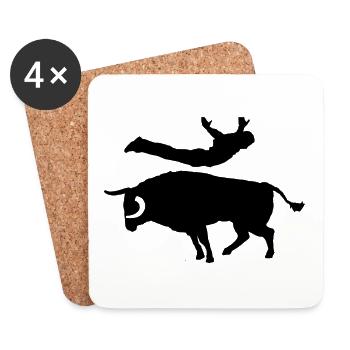 Landes jumping race over the Landes bull - Coasters (set of 4) - white - Front