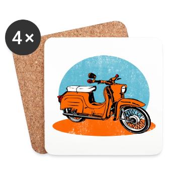 Simson Schwalbe CYCLOmoteur RDA - Dessous de verre (lot de 4) - blanc - Devant