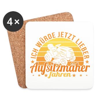 Rasentraktor Aufsitzmäher Aufsitzrasenmäher Rasen - Untersetzer (4er-Set) - Weiß - Vorne