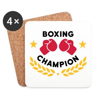 Boxing champion (boxing gloves, laurel wreath) - Coasters (set of 4) - white - Front