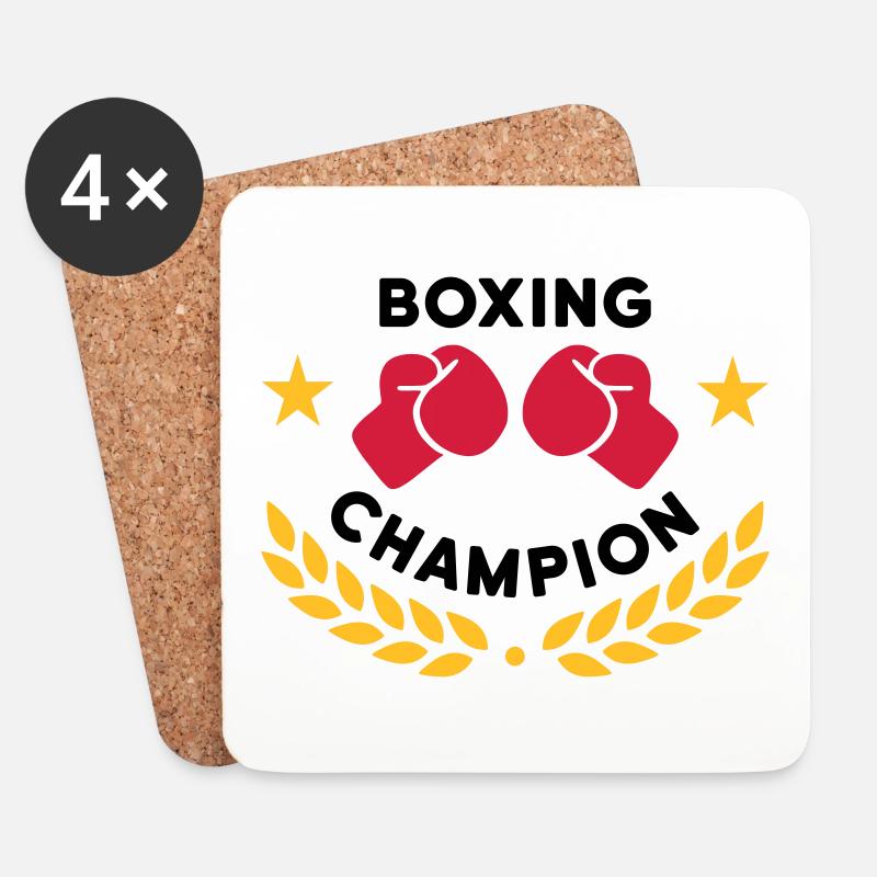 Boxing champion (boxing gloves, laurel wreath) - Coasters (set of 4) - white