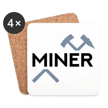 Mineur (maillet et coupe de fer) - Dessous de verre (lot de 4) - blanc - Devant