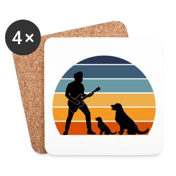 Guitar Player Pet Dog Animal Musician Bassist - Coasters (set of 4) - white - Front