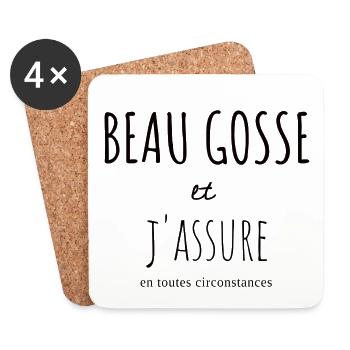 Tee-shirt beau gosse - Dessous de verre (lot de 4) - blanc - Devant