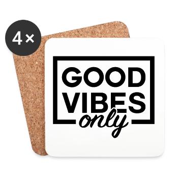 Good Vibes Only Happiness Statement - Untersetzer (4er-Set) - Weiß - Vorne