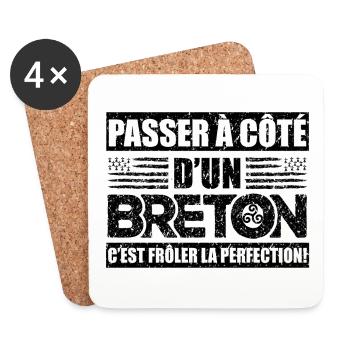 Passer À Côte D'Un Breton,bretons,bretagne,rétro - Dessous de verre (lot de 4) - blanc - Devant
