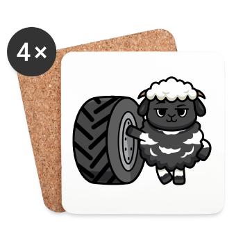 Moutons tracteur - Dessous de verre (lot de 4) - blanc - Devant