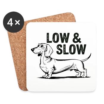 Dackel Low and Slow für einen Hundebesitzer - Untersetzer (4er-Set) - Weiß - Vorne