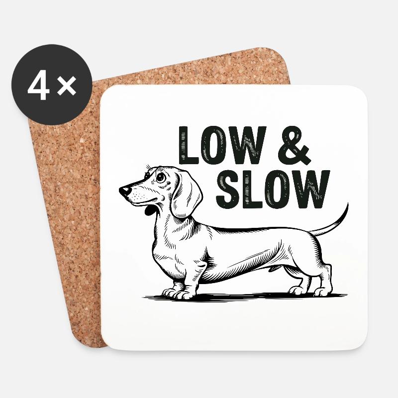 Dackel Low and Slow für einen Hundebesitzer - Untersetzer (4er-Set) - Weiß