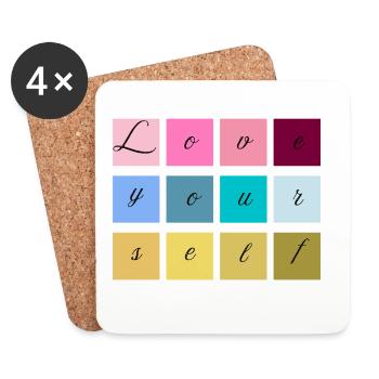 Love Yourself Lettering Pastel - Coasters (set of 4) - white - Front
