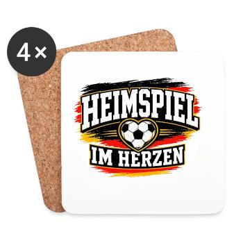 Heimspiel im Herzen Fussball Länderspiel - Untersetzer (4er-Set) - Weiß - Vorne
