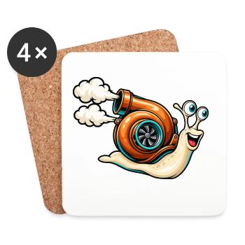 Turbo-Schnecken-Zeichentrickmotor - Untersetzer (4er-Set) - Weiß - Vorne
