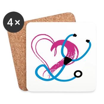 Stethoscope + Heart - Nurse / Doctor / Physician - Coasters (set of 4) - white - Front