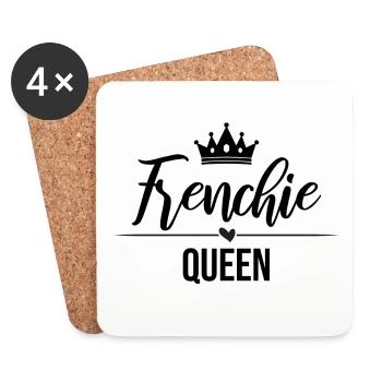 Frenchie Königin Queen - schwarz - Untersetzer (4er-Set) - Weiß - Vorne