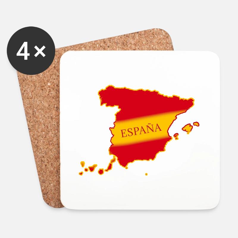 Karte von Spanien - Untersetzer (4er-Set) - Weiß