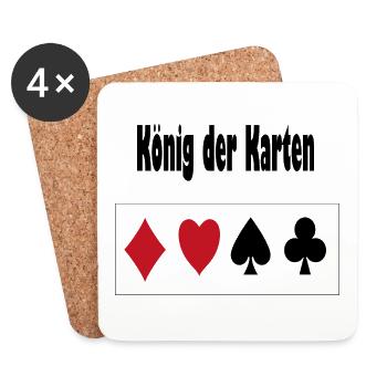 König der Karten - Untersetzer (4er-Set) - Weiß - Vorne