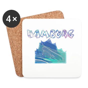 Hamburg Abstrakt Schrift Art - Untersetzer (4er-Set) - Weiß - Vorne