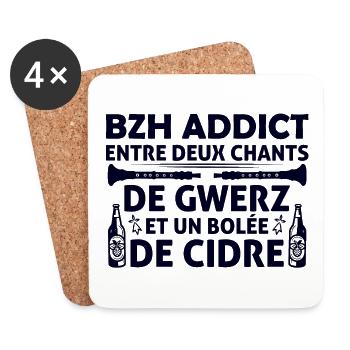 BZH addict entre deux chants de gwerz et de cidre - Dessous de verre (lot de 4) - blanc - Devant