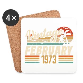 Jahrgang Geboren Februar 1973 Geschenk zum 51. Geburtstag - Untersetzer (4er-Set) - Weiß - Vorne