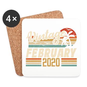 Vintage Born February 2020 39th Birthday Gift - Coasters (set of 4) - white - Front