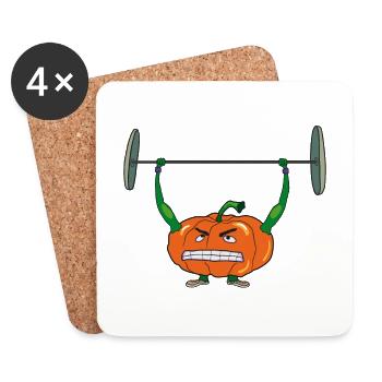 Fitness Kürbis - Untersetzer (4er-Set) - Weiß - Vorne