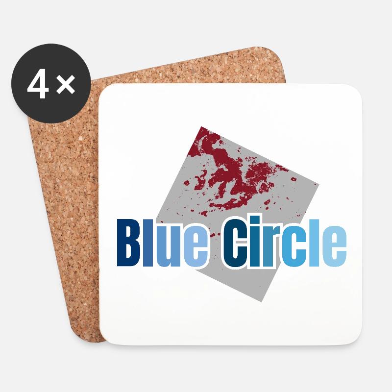 Graues Quadrat Blauer Kreis - Untersetzer (4er-Set) - Weiß