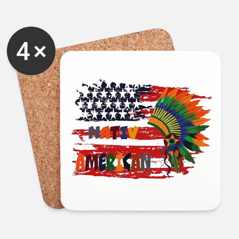 Indianer Nativ American - Untersetzer (4er-Set) - Weiß