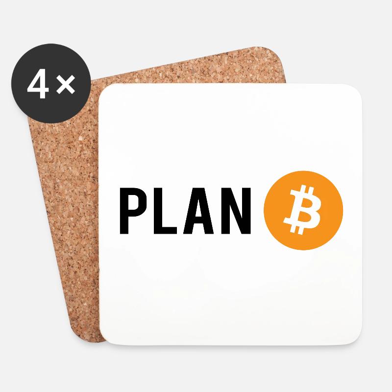 Plan B - Plan Bitcoin - Untersetzer (4er-Set) - Weiß