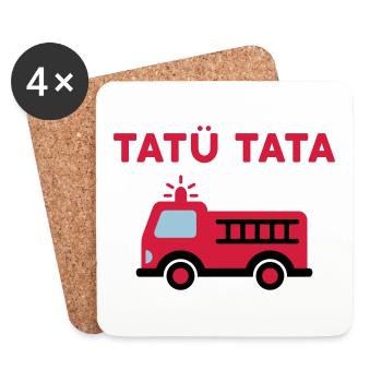 Tatü tata (Feuerwehrauto mit Leiter) - Untersetzer (4er-Set) - Weiß - Vorne