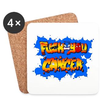 Fuck you Cancer - Dessous de verre (lot de 4) - blanc - Devant