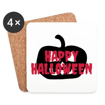 Happy halloween (Halloween pumpkin in the background) - Coasters (set of 4) - white - Front