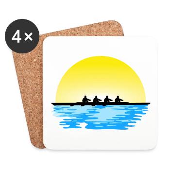 Rudern, Männer Ruderteam, Wasser und Sonne - Untersetzer (4er-Set) - Weiß - Vorne