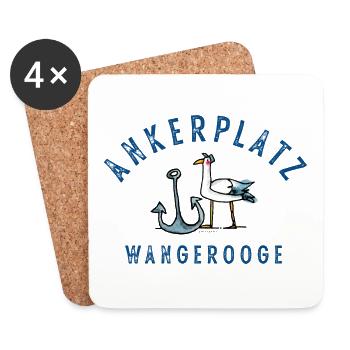 Ankerplatz Wangerooge - Untersetzer (4er-Set) - Weiß - Vorne