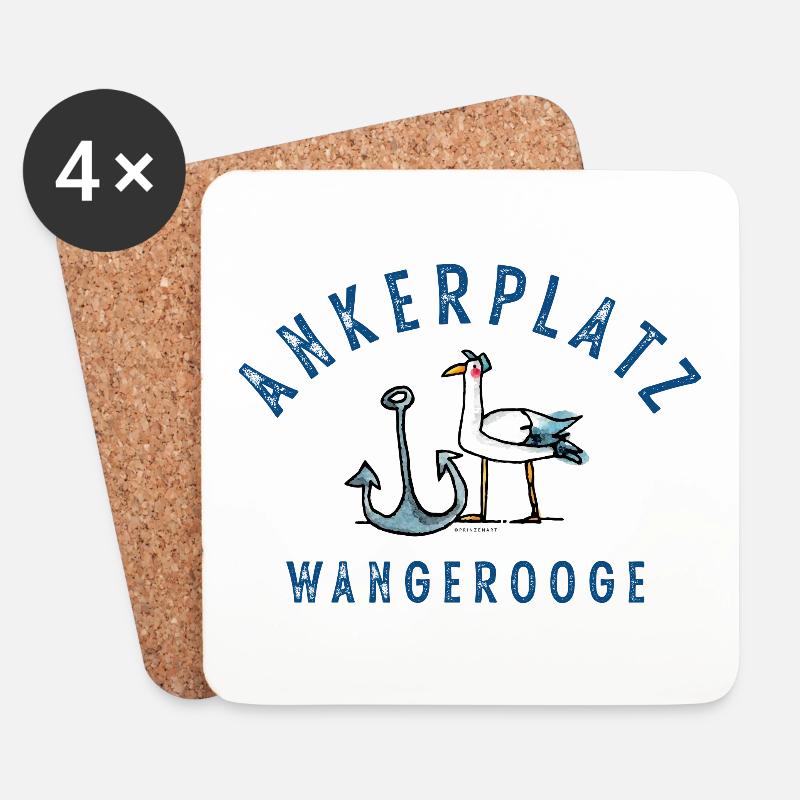 Ankerplatz Wangerooge - Untersetzer (4er-Set) - Weiß
