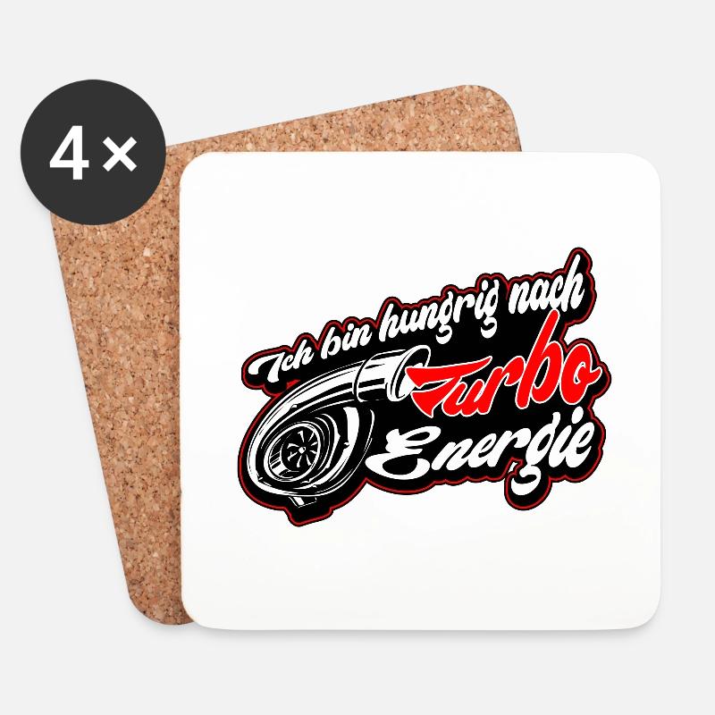 Schwarze Brennstoffflamme Turbo - Untersetzer (4er-Set) - Weiß