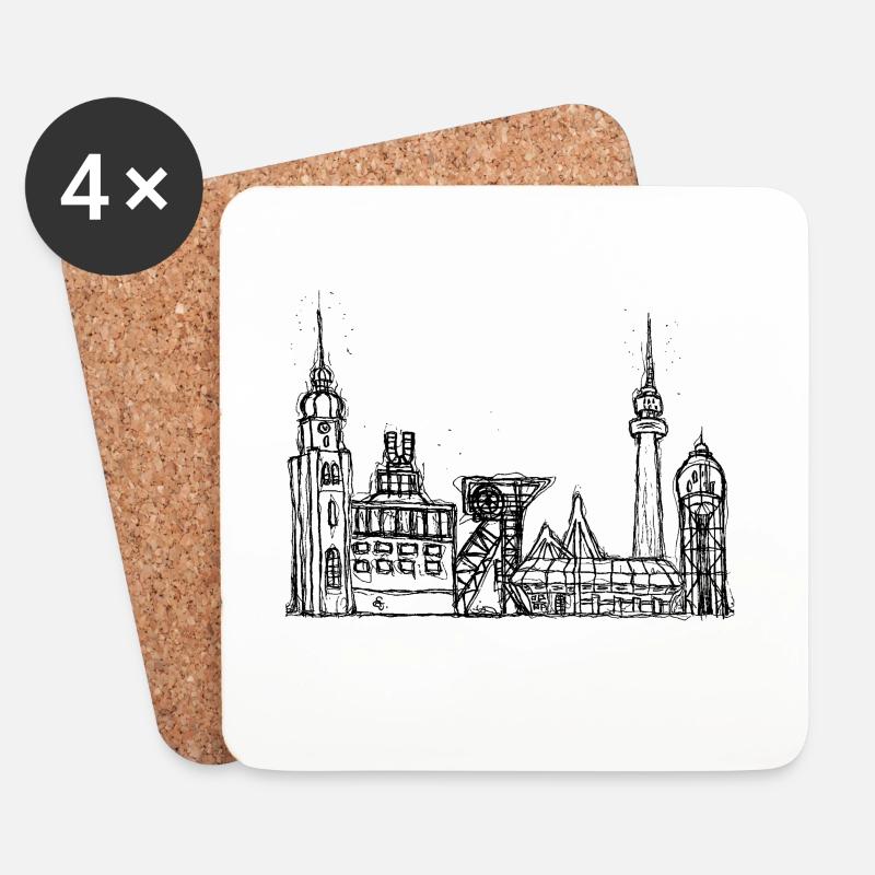 Dortmund Skyline - Untersetzer (4er-Set) - Weiß