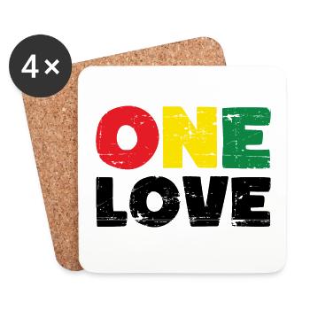 One Love Reggae Musique - Dessous de verre (lot de 4) - blanc - Devant