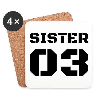 T-Shirt Design Gift Sister 03 - Coasters (set of 4) - white - Front