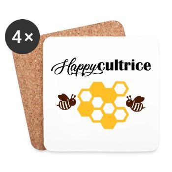happycultrice - Dessous de verre (lot de 4) - blanc - Devant