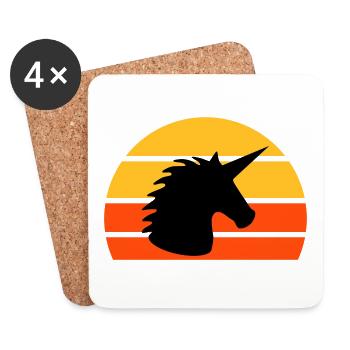 Unicorn in front of a half-sun - Coasters (set of 4) - white - Front