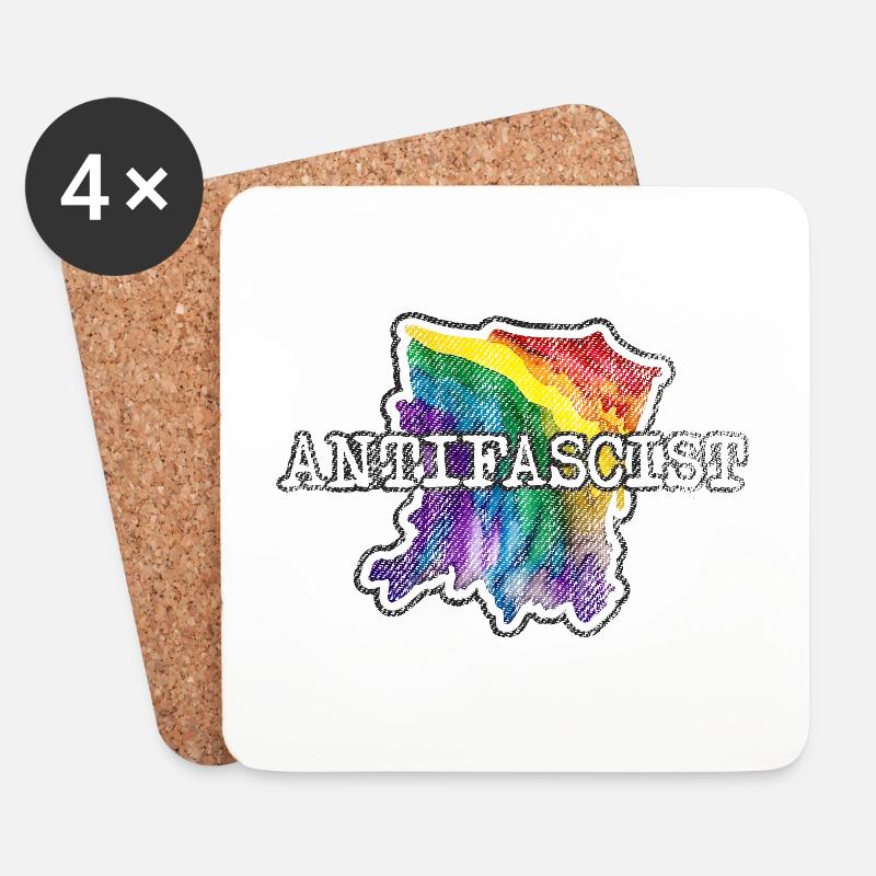 Regenbogen der Antifa - Untersetzer (4er-Set) - Weiß