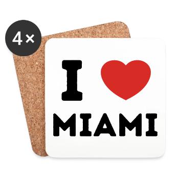 I Love Miami, États-Unis - Dessous de verre (lot de 4) - blanc - Devant