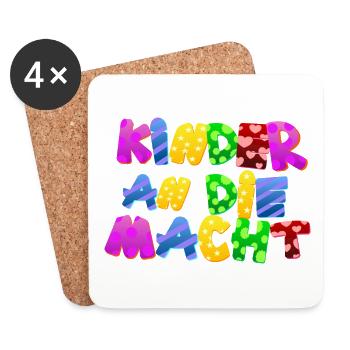 Baby Eltern Kind Geschenk Kinder an die Macht - Untersetzer (4er-Set) - Weiß - Vorne