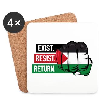 Fist with Palestinian Flag. Exist. Resist. Return - Dessous de verre (lot de 4) - blanc - Devant