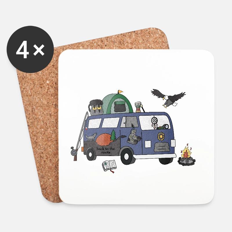 Wild and free Camper - Untersetzer (4er-Set) - Weiß