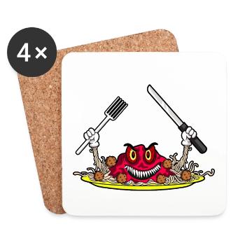 EVIL SPAGHETTI - Eat if you dare! - Untersetzer (4er-Set) - Weiß - Vorne
